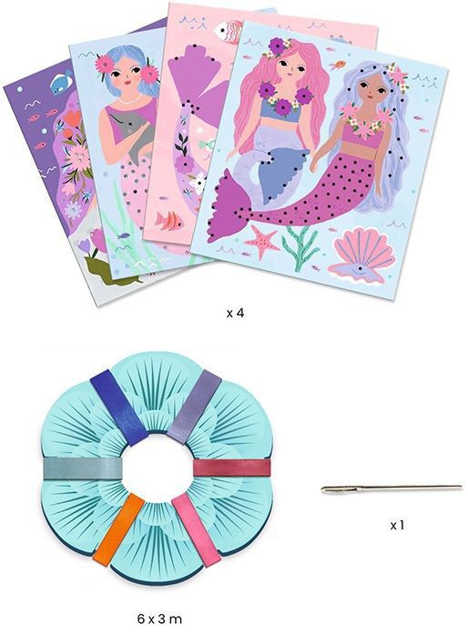 Творчески комплект Djeco: Направи си картини с панделки - Русалки