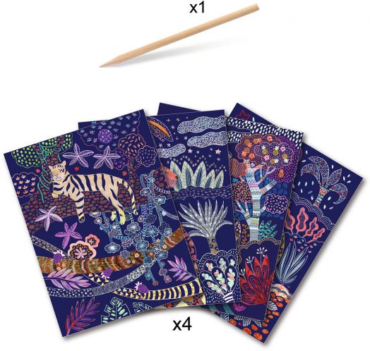 Комплект скреч картини Djeco - Lush Nature