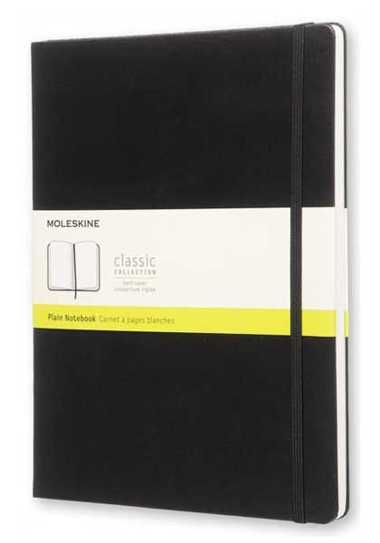 Голям черен XL тефтер Moleskine с твърди корици, нелиниран