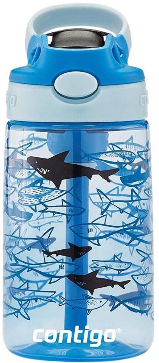 Детска бутилка за вода Contigo Gizmo Flip с акули, 420 мл. - размер 17 x 7.6 см.