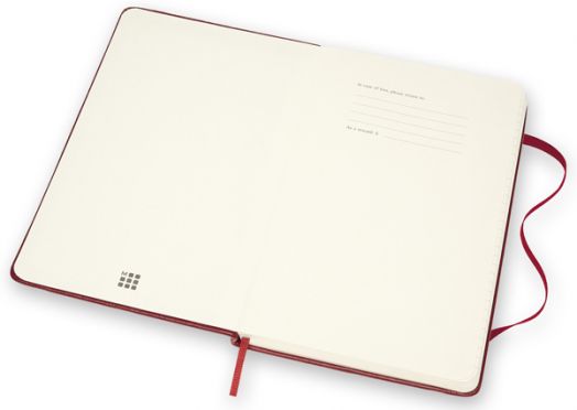 Кожен класически тефтер Moleskine Classic Leather Red с твърди корици и листа на широки редове