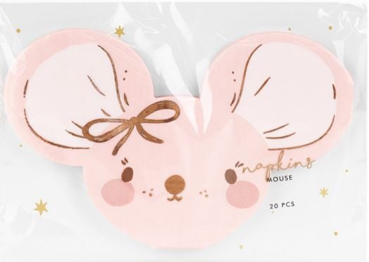 Салфетки PartyDeco - Розова мишка, 20 бр.
