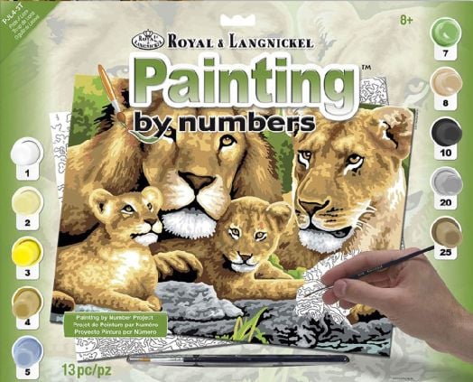 Комплект за лесно рисуване с акрилни бои Royal & Langnickel - Лъвове