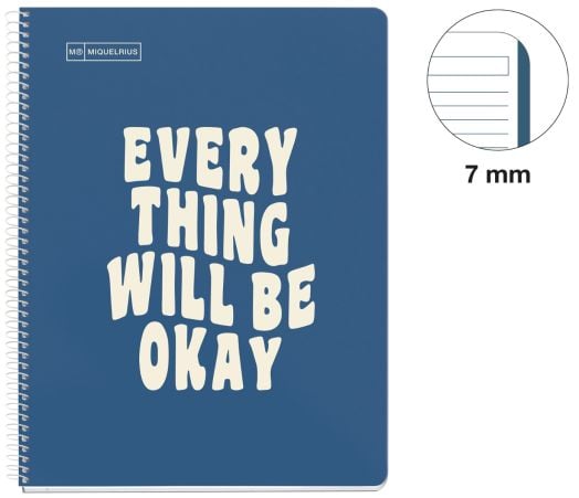 Тетрадка Miquelrius Messages А4 със спирала, 80 листа на широки редове, морско синя