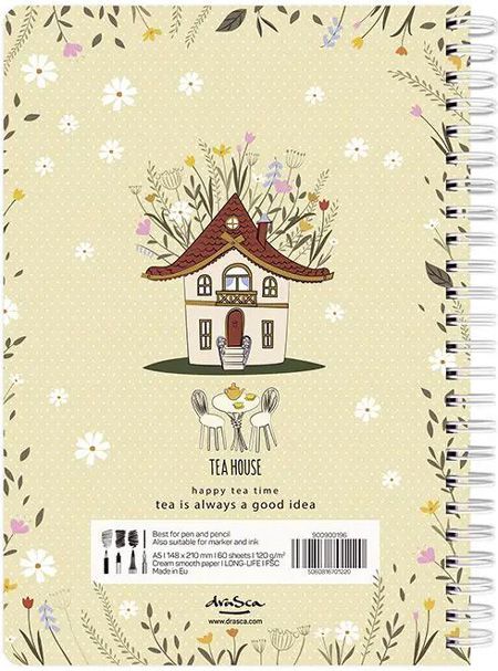 Скицник Drasca Happy Tea Time: Tea House, A6 60 листа