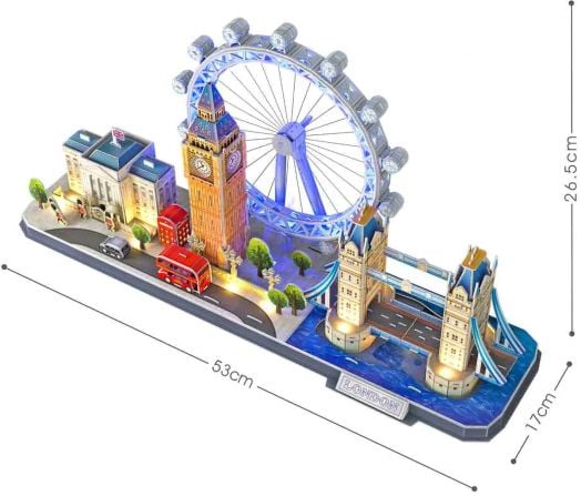 Светещ 3D пъзел Cubic Fun CityLine - Лондон, 90 части