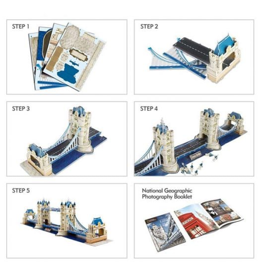 3D пъзел Cubic Fun National Geographic - Тауър Бридж, 120 части
