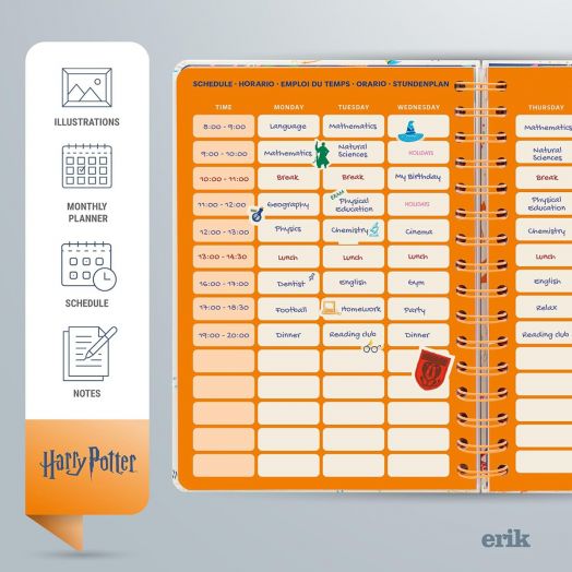 Седмичен бележник-органайзер Grupo Erik Harry Potter за 12 месеца - август 2024 / юли 2025 година