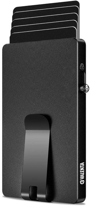 Алуминиев картодържател Valenta MagSafe Money Clip, черен