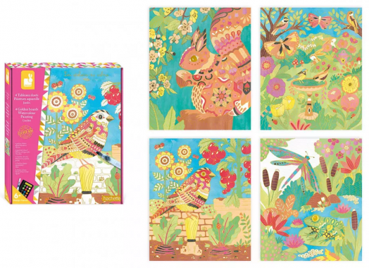 Творчески комплект Janod - Златни картини с акварел, Градина