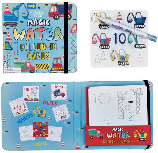 Оцветяване с вода Floss & Rock, Magic Colour-in cards, Construction - Строителни машини