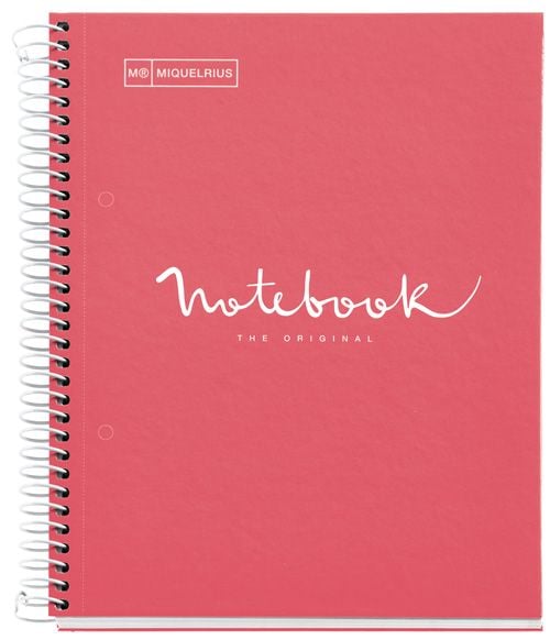 Тетрадка Miquelrius Emotions А5 със спирала, 80 листа на малки квадратчета, корал