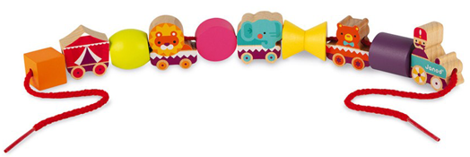 Дървена игра за нанизване Janod - Цирк