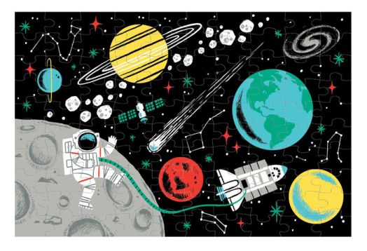 Детски светещ пъзел Mudpuppy: Космос, 100 части