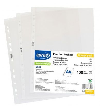 Джоб за документи Spree А4 с перфорация - 100 броя, мат