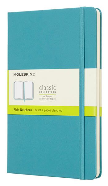 Класически пастелносин тефтер Moleskine с твърди корици и нелинирани страници
