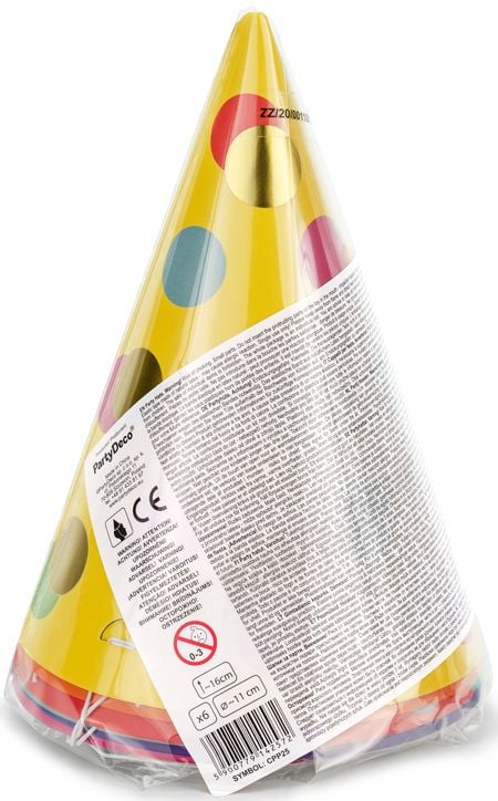 Парти шапки PartyDeco - Точки, 6 бр.