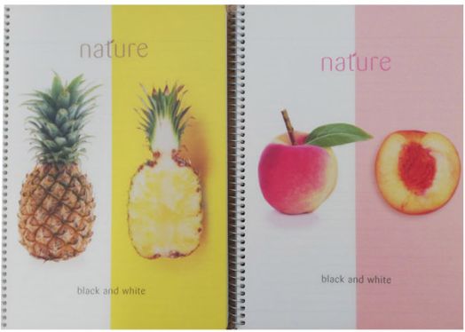 Тетрадка Black & White Nature A4 със спирала и 3 теми, 150 листа - широки редове