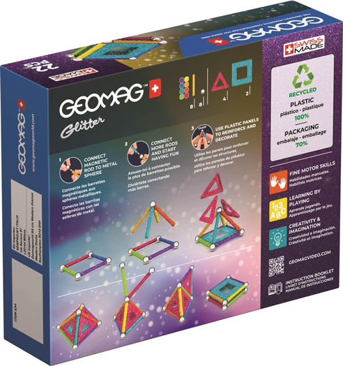 Магнитен конструктор Geomag - Glitter Panels, 22 части