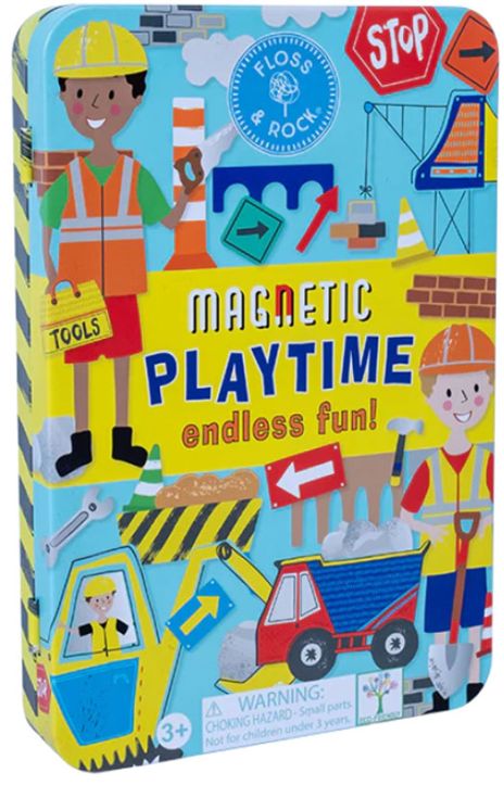 Кутия с магнити Floss & Rock, Magnetic Playtime, Construction - Строителни машини