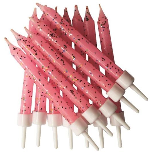 Свещички Creative Party - Розови с брокат, 12 бр.