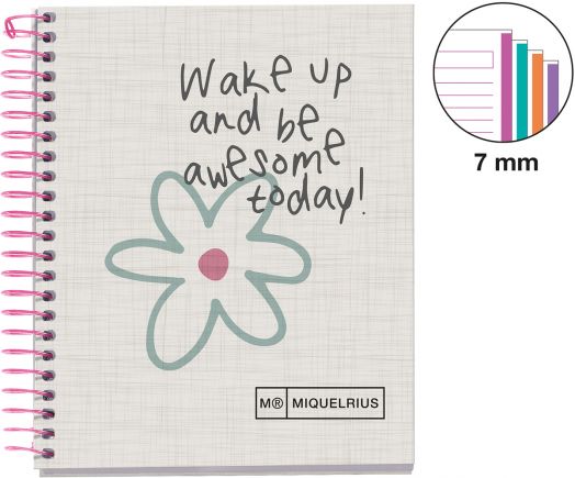 Тетрадка Miquelrius Rebel A7 със спирала, 140 листа с широки редове