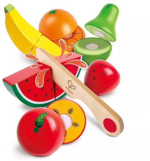 Игрален комплект Hape - Дървени плодове за рязане