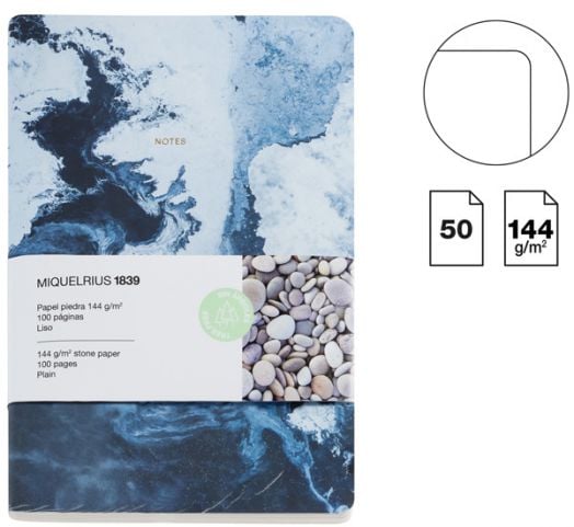Тефтер Miquelrius Stone Paper Sea А5, 100 нелинирани страници