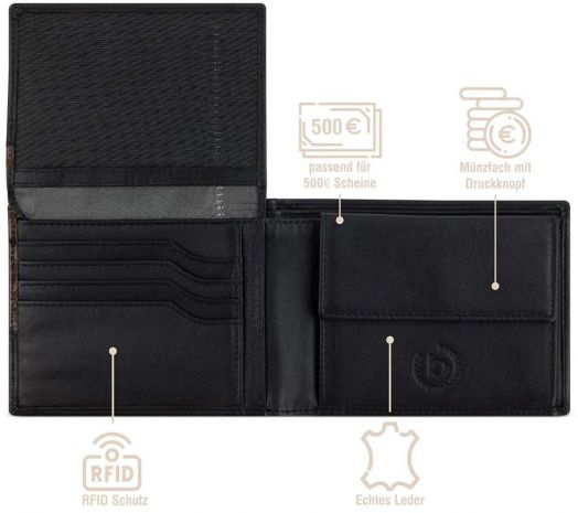 Мъжки портфейл Bugatti Corso DeLuxe Wallet With Flap, черен