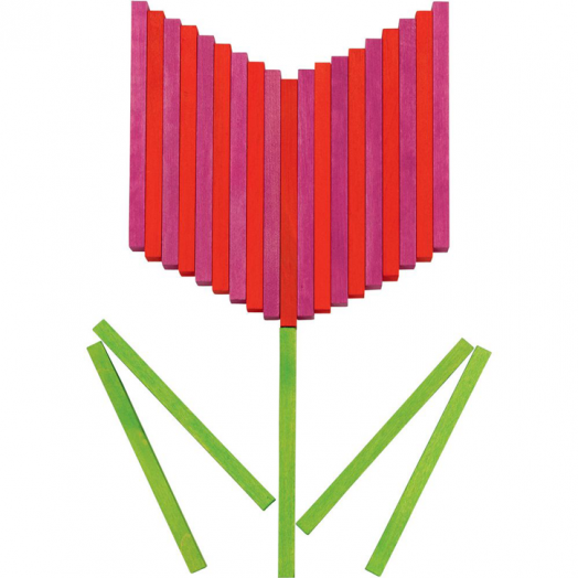 Дървен цветен конструктор Goki, 200 части