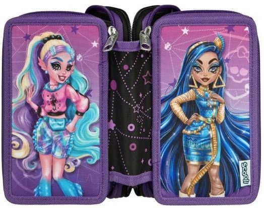 Пълен ученически несесер Undercover Monster High с три отделения