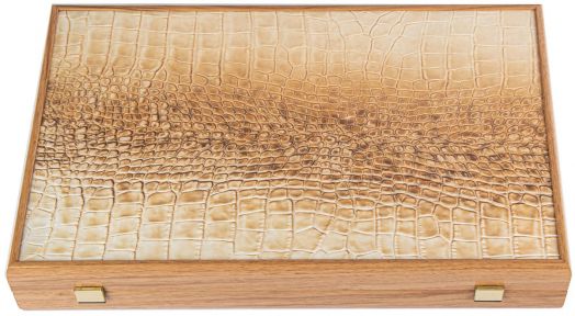 Табла Manopoulos с отделения - крокодилска кожа, слонова кост