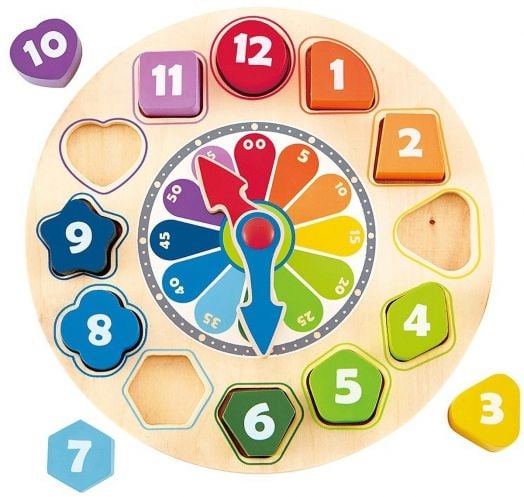 Дървен пъзел - часовник и сортер Hape