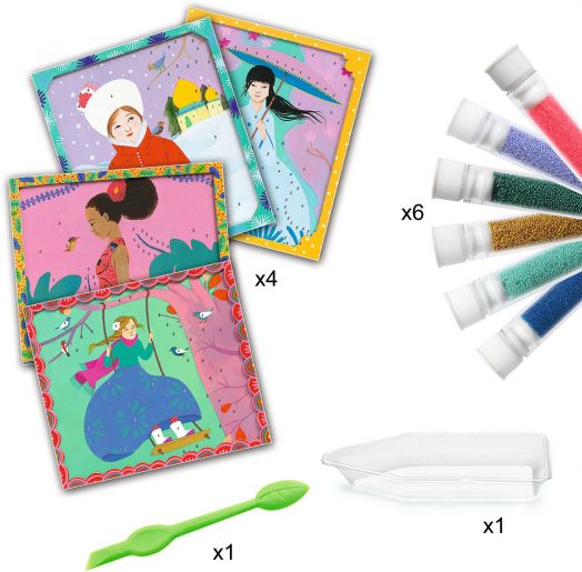 Творчески комплект Djeco: Направи колажи с мъниста Around the World