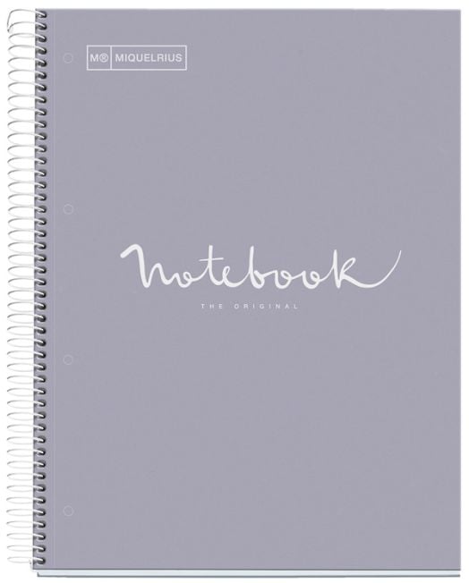 Тетрадка Miquelrius Emotions А4 със спирала, 120 листа на малки квадратчета, сива