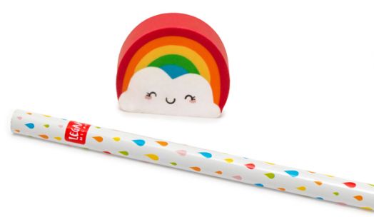 Молив Legami Rainbow Rain Comes the Rainbow с гумичка - 3D фигурка дъга