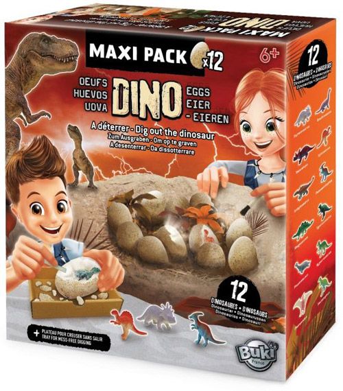 Игрален комплект Buki - Мега дино яйце за откриване, с 12 динозаври
