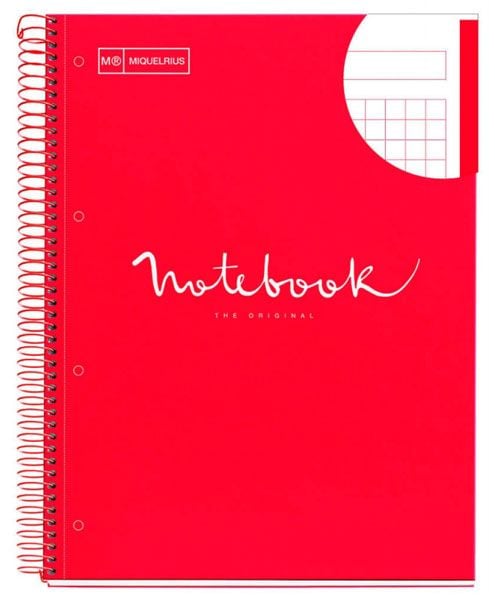 Тетрадка Miquelrius Emotions А4 със спирала, 80 листа на малки квадратчета, червена