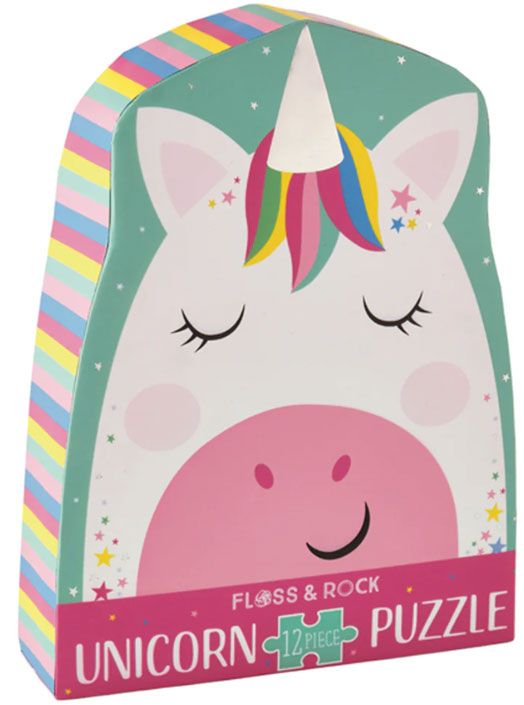 Пъзел Floss & Rock, Rainbow Unicorn - Еднорог, 12 части