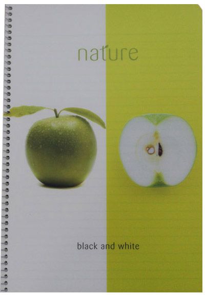 Тетрадка Black & White Nature A4 със спирала и 3 теми, 150 листа - широки редове