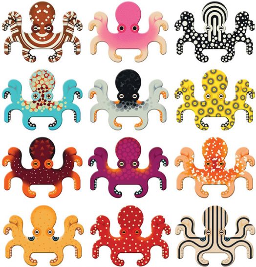 Мемори игра с форма Mudpuppy - Октоподи