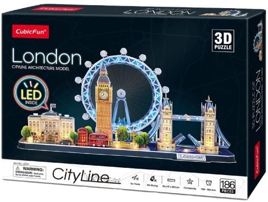 Светещ 3D пъзел Cubic Fun CityLine - Лондон, 90 части