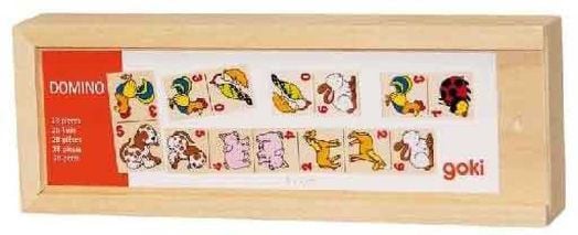 Дървено домино Goki, животни и цифри