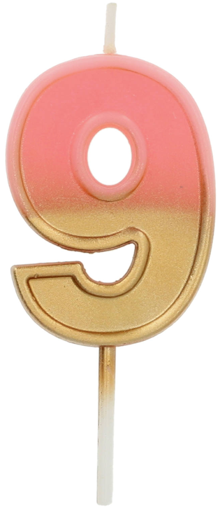 Свещ за рожден ден Folat - Цифра 9, розова и златна