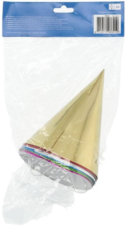 Парти шапки Folat - металически цветове, 6 бр.