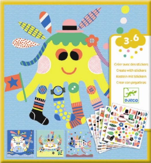 Творчески комплект със стикери Djeco - Забавни морски обитатели