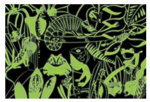 Детски светещ пъзел Mudpuppy Frog & Lizards - Жаби и гущери, 100 части