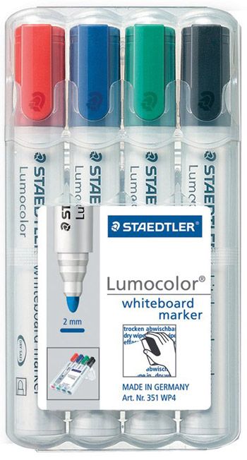 Комплект маркери за бяла дъска Staedtler Lumocolor, 4 цвята
