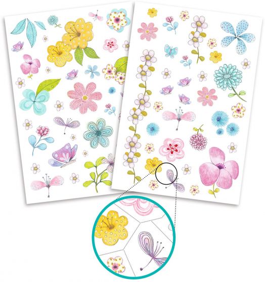 Детски татуировки Djeco - Бляскави цветя