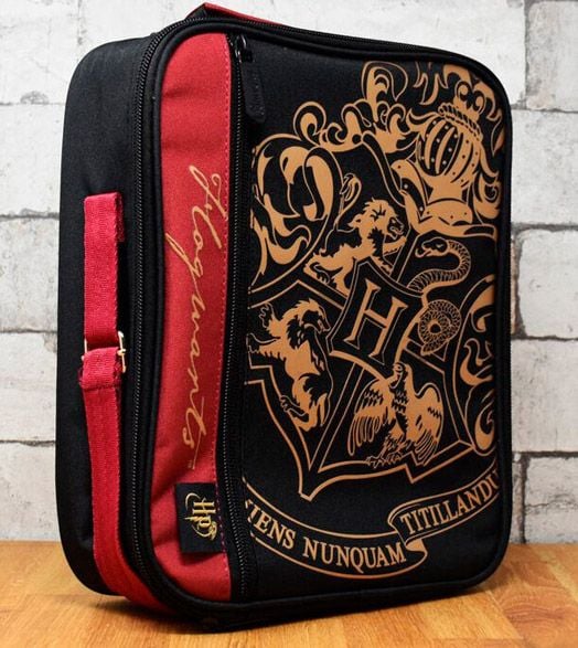 Черна чанта за обяд с дълга дръжка Harry Potter Hogwarts, 2 отделения